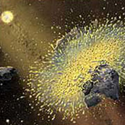 В результате удара две планеты были почти полностью распылены (иллюстрация с сайта news.bbc.co.uk).