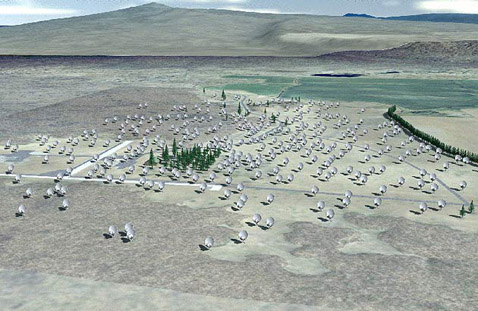 Так будет выглядеть нерегулярное поле антенн Allen Telescope Array (иллюстрация с сайта space.com).